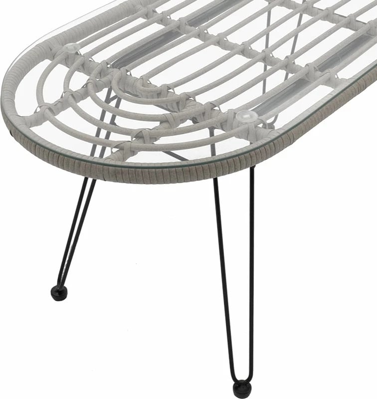 Tavolinë Naoki metalike, ngjyrë e zezë-gri, xham 100x45x46cm