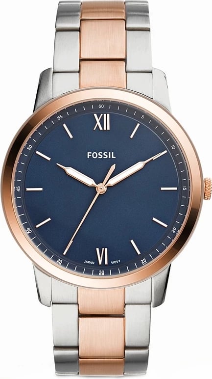 Orë dore për meshkuj Fossil Minimalist, dyngjyrëshe rozë ari dhe argjend