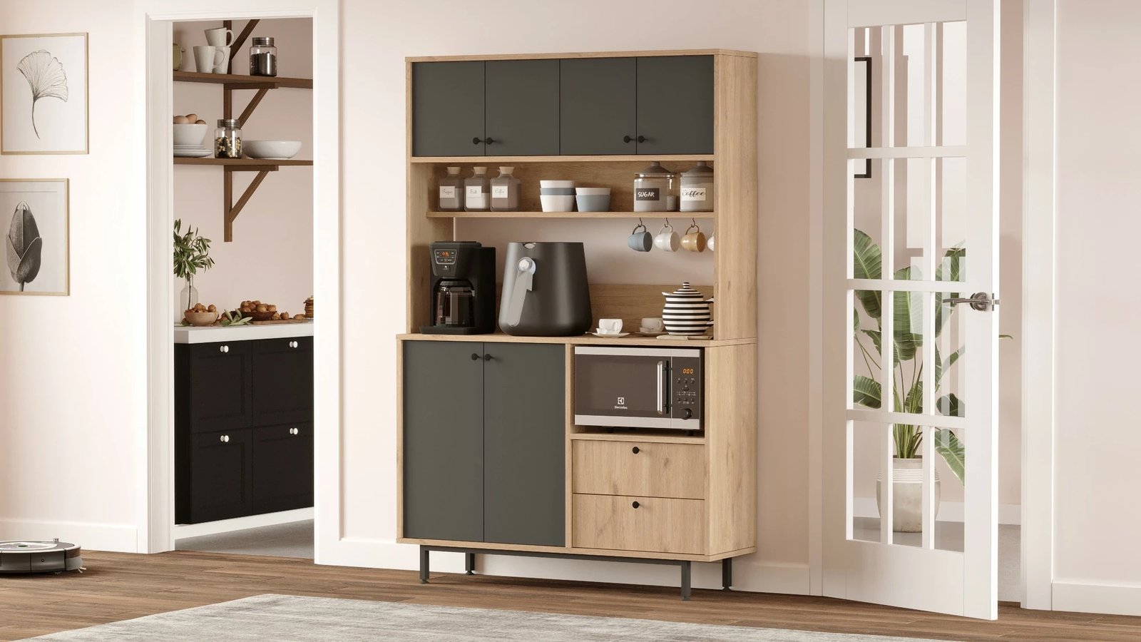 Dollap multifunksional Skye Decor, RE5-SA, ngjyrë lis dhe antracit