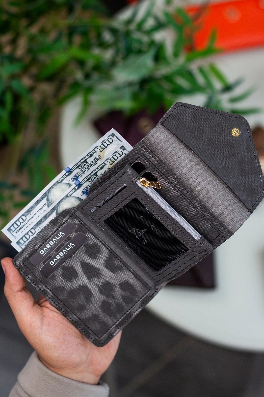 Portofol për gra, Zoozie Bags, ngjyrë antracit, leopard