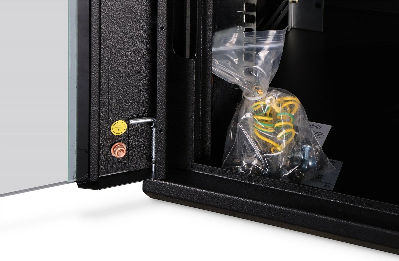 Kabinë rrjeti murale 19" 7U, Digitus DN-37103, 385x600x600mm, 4 shina të rregullueshme, derë xhami, IP20, 60kg, e zezë, e pamontuar