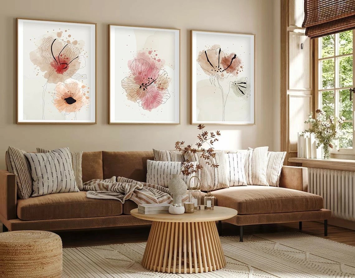 Pikturë dekorative me kornizë MDF (3 copë), Wallity, Huhu205, 50x70cm