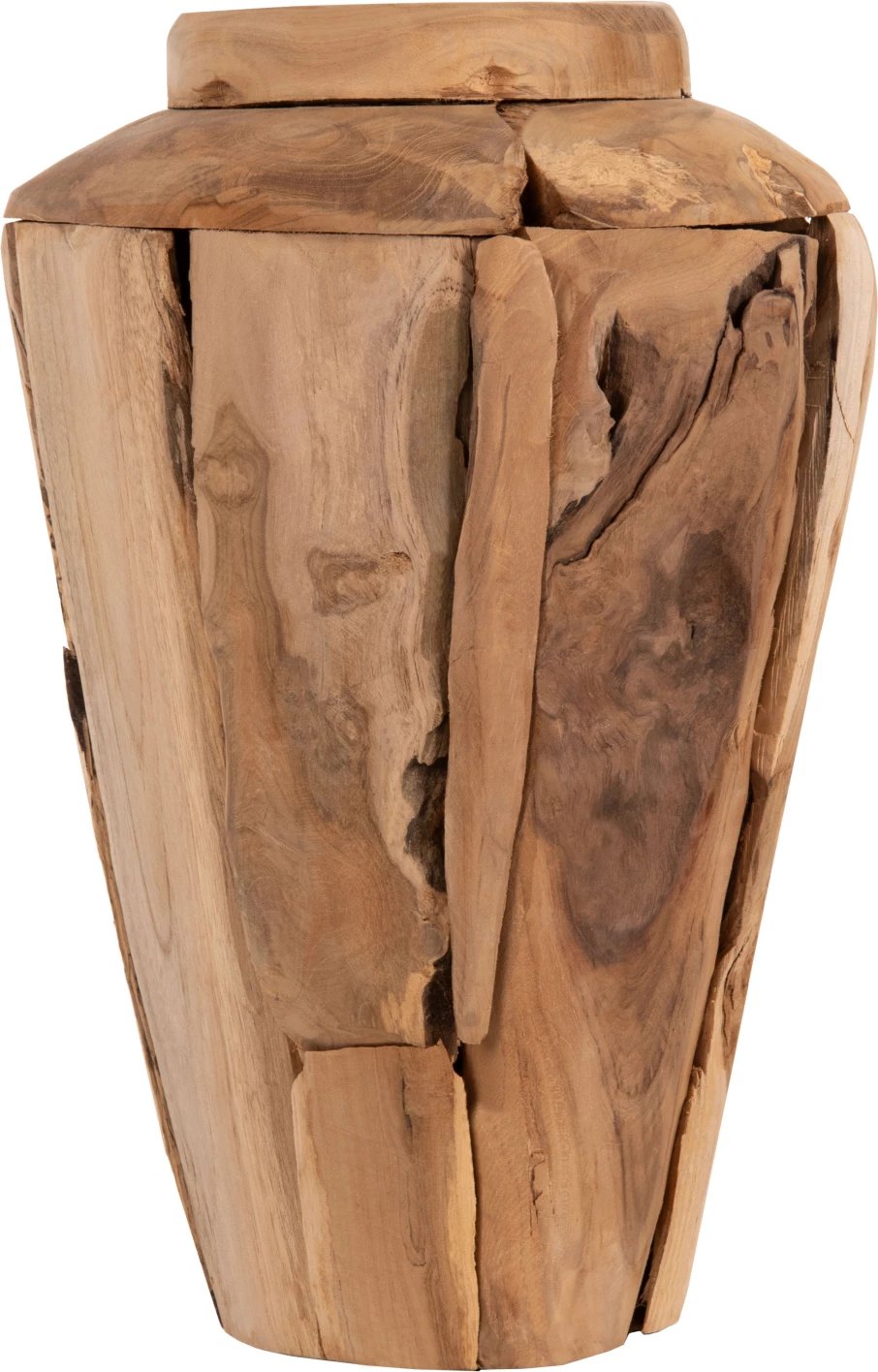 Vazo dekorative ZENIA FH7918, copa të ricikluara druri teak, ngjyrë natyrale, Φ20x40H cm