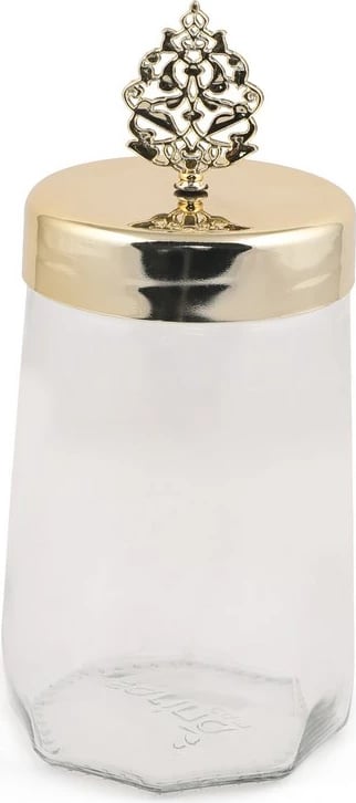 Set kuti për ruajtje, qelq, 6 copë, transparent, kapak ari, PLTN112