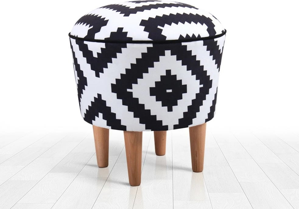 Puf Atelier del Sofa, Luiz, ngjyrë e zezë dhe e bardhë