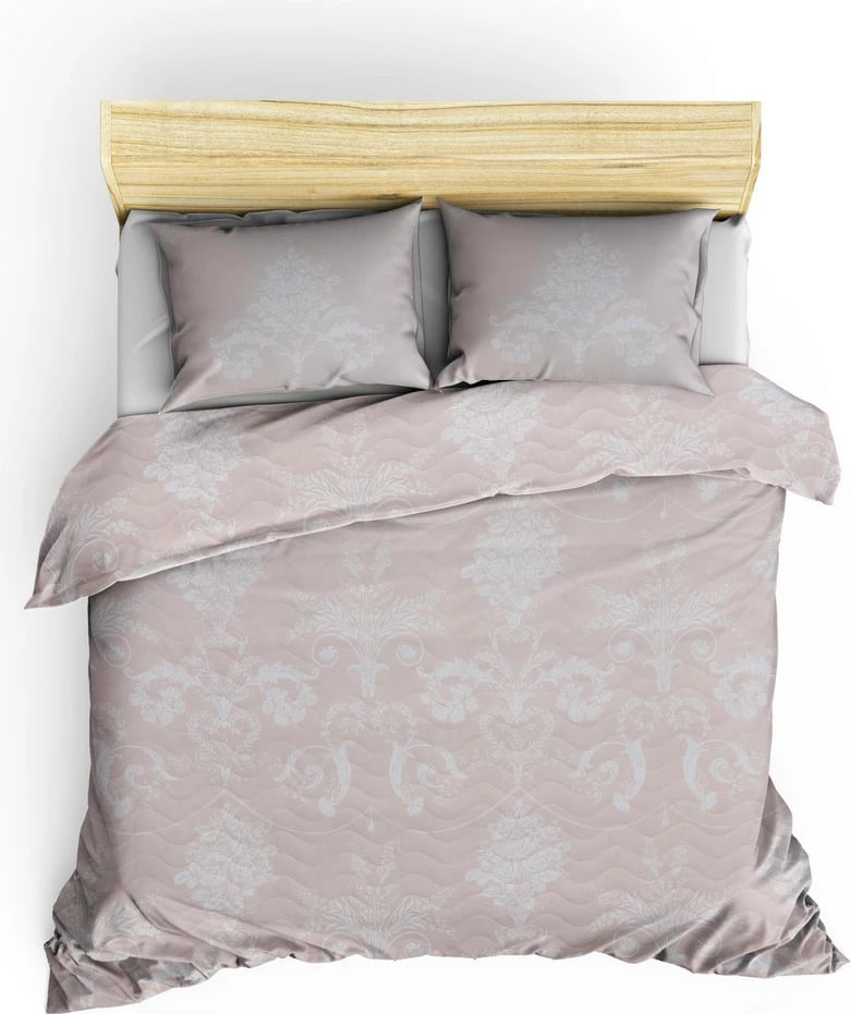 Set mbulesë dysheku për krevat dopio, ngjyrë mink dhe e bardhë, L'essentiel, Kraliçe