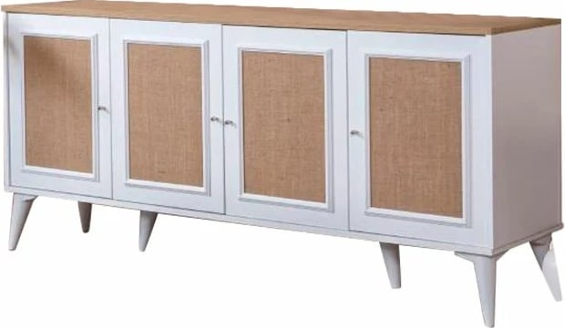 Konsol Skye Decor, montim në mur, e bardhë dhe lis