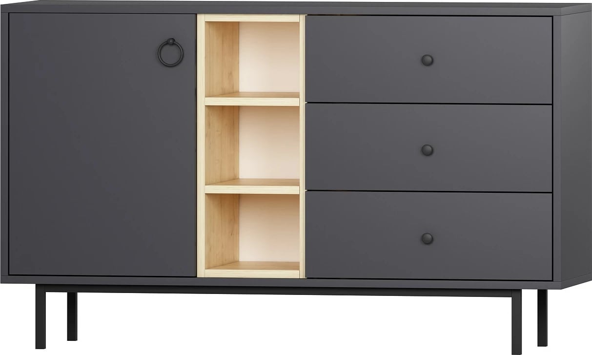 Konsol industrial Hanah Home, ngjyrë natyrale-antracit