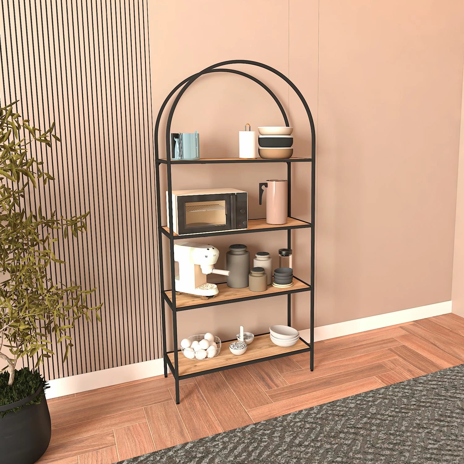 Raft librash Hanah Home, Mona 80, ngjyrë e zezë, Atlantic Pine