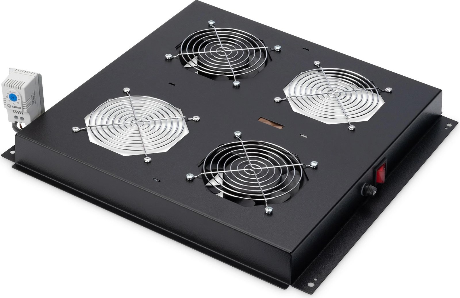 Panel ventilatorësh Digitus për kasë rrjeti 19", 2 ventilatorë, e zezë