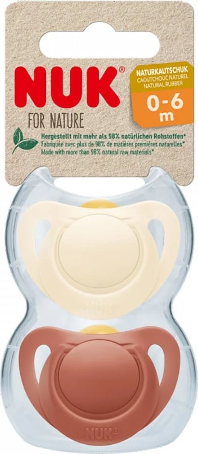 cicë qetësuese, NUK, For Nature, 0-6 muaj, latex natyral, e kuqe, 2 copë