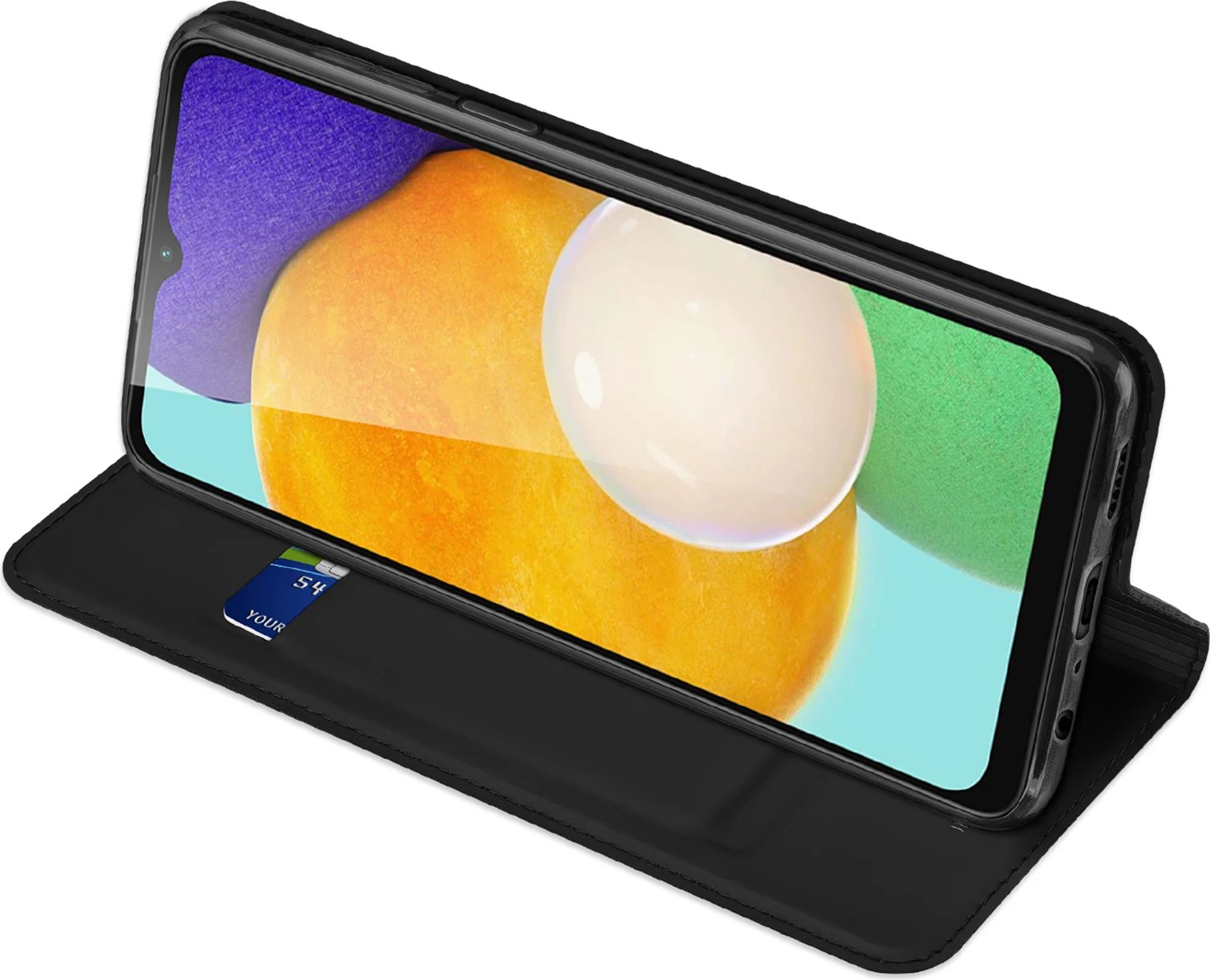 Mbështjellës Dux Ducis Skin Pro për Samsung Galaxy A14 4G/5G, me kapak, xhep për kartela, funksion standi, i zi