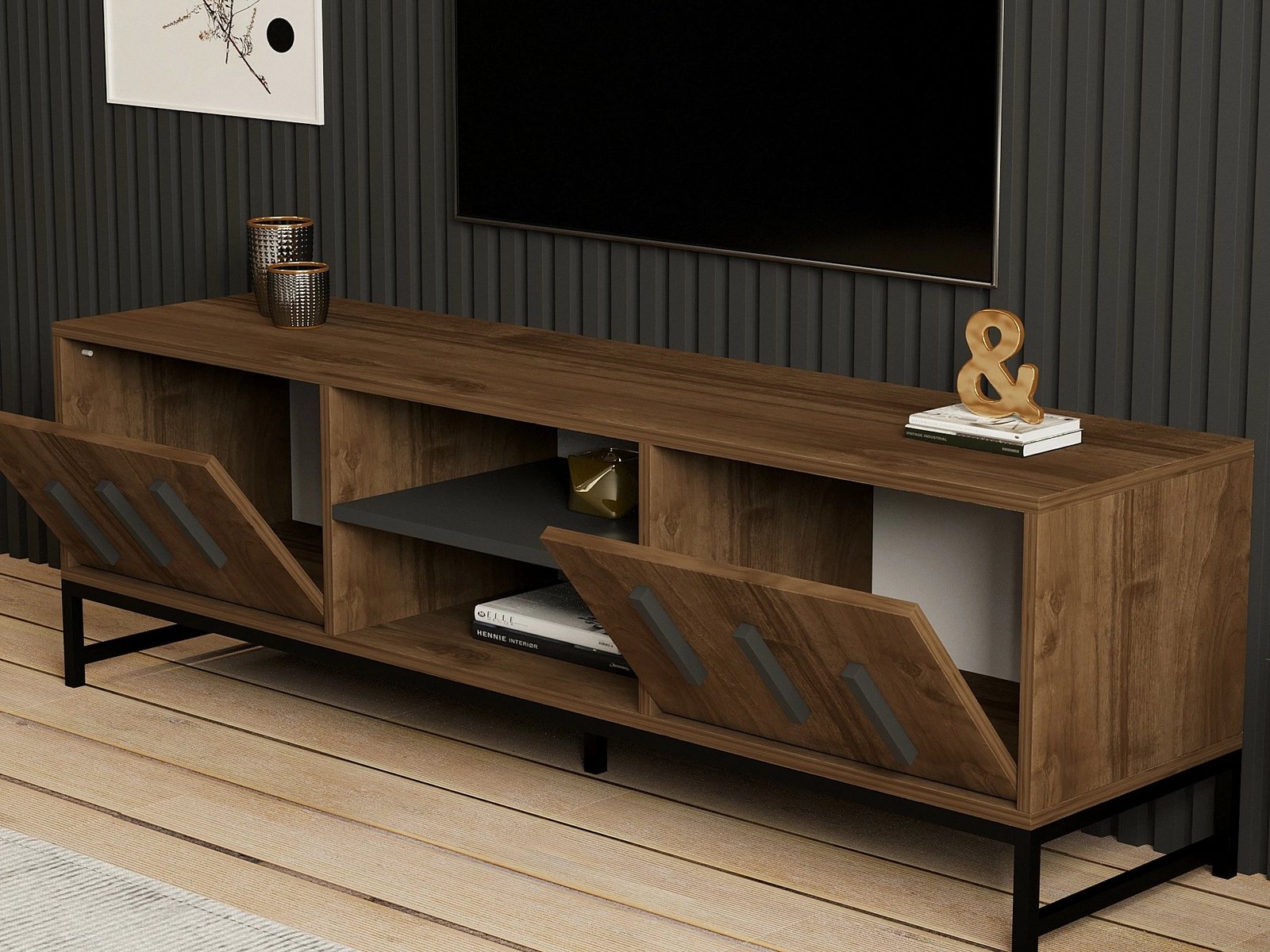 Komodë TV Hanah Home, formë drejtkëndëshe, ngjyrë arre