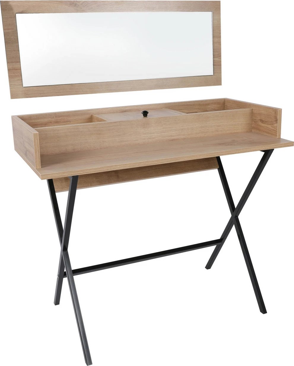 Tavolinë grimi moderne Skye Decor, ngjyrë arre dhe e zezë, Zurich