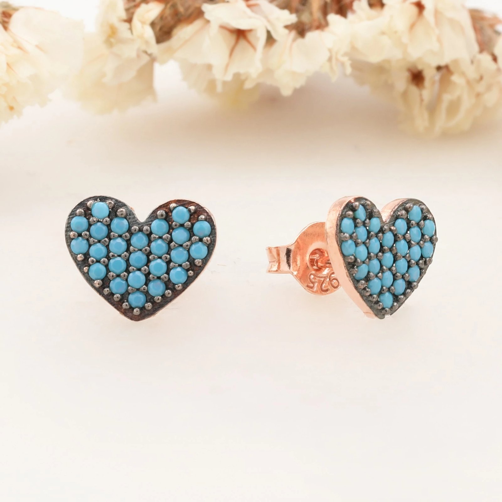 Vathë argjendi Jumeon, ngjyrë rozë ari dhe turquoise, 10795TRK