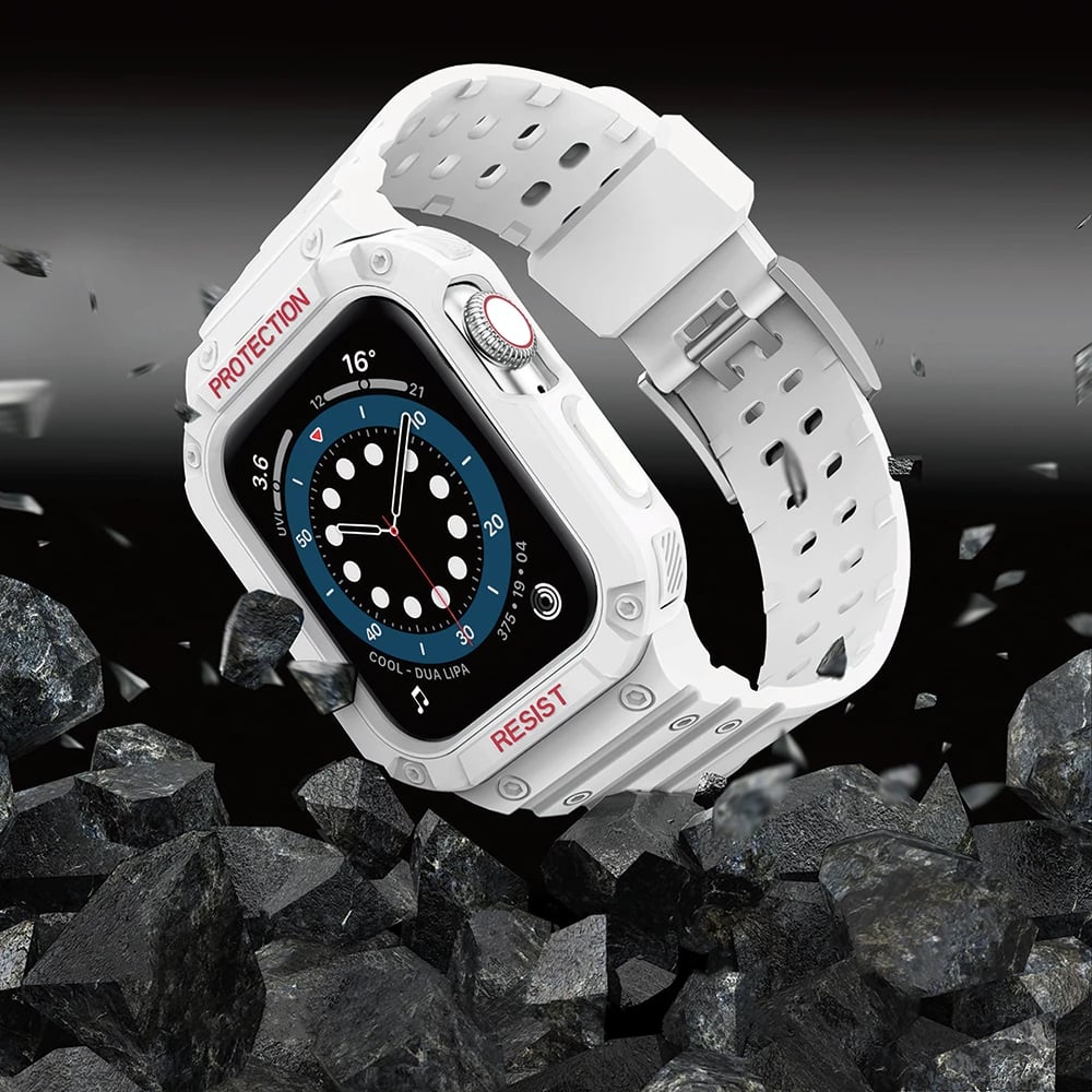 Rrip me kasë mbrojtëse për Apple Watch Hurtel, 45/44/42mm, Bardhë