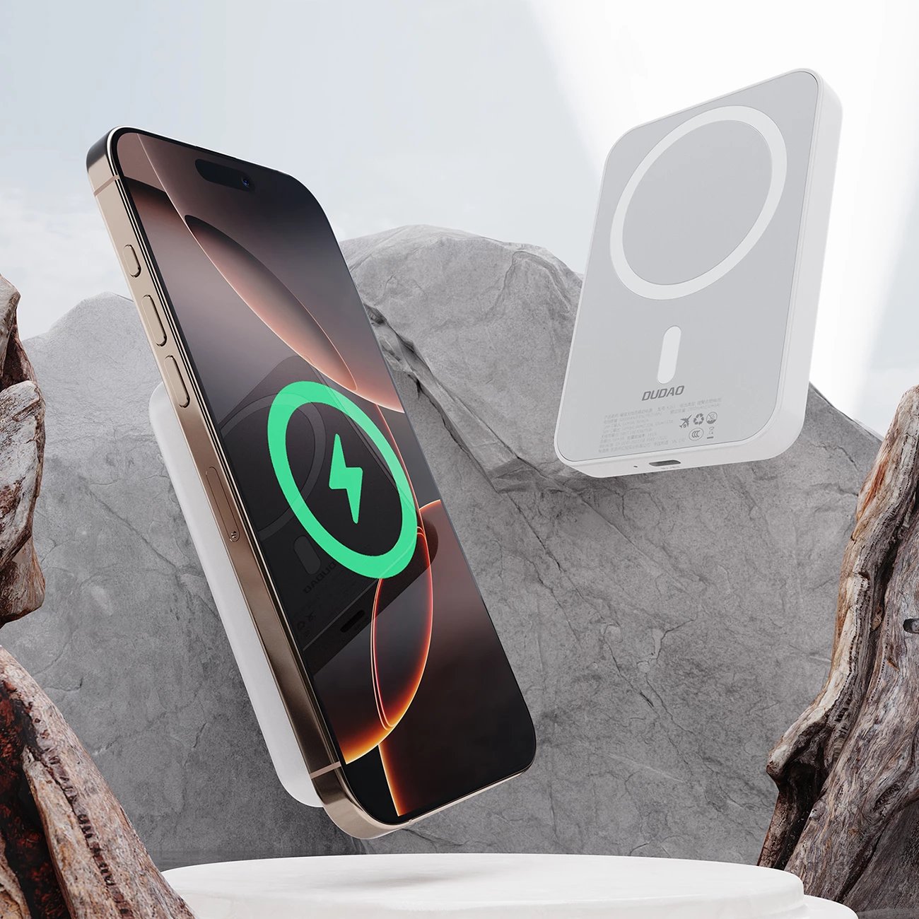 Powerbank Dudao K26S, 5000mAh, 20W, USB-A/USB-C/MagSafe, bardhë