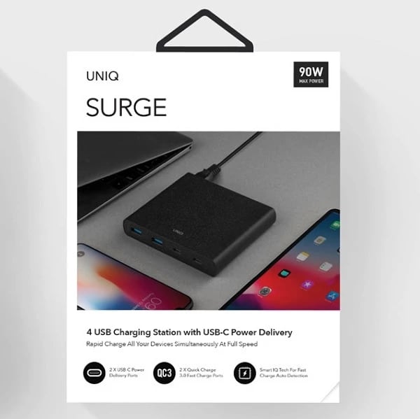 Karikues muri UNIQ Surge LITHOS Collective, 90W, 2xUSB-A QC 3.0, 2xUSB-C PD 3.0, i zi