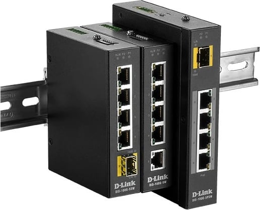 Switch industrial D-Link DIS-100G-5PSW, 4 porte Gigabit PoE, 1 slot SFP, pa ventilator, i zi