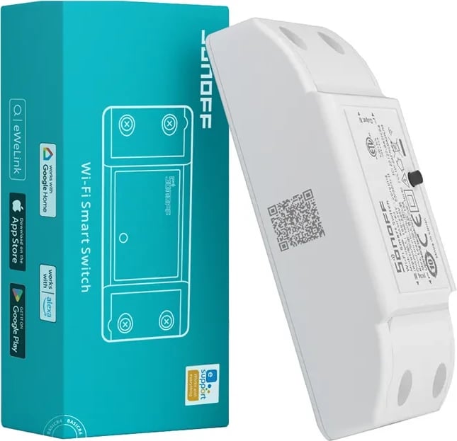 Switch i mençur Sonoff BASICR4, Wi-Fi, 10A, i bardhë