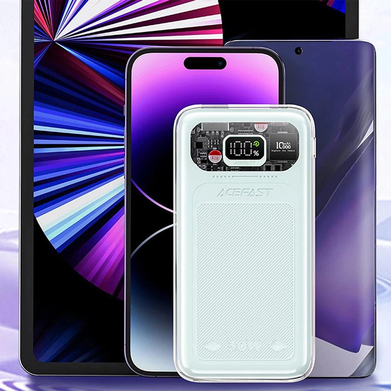 Powerbank Acefast M1 Sparkling Series 10000mAh, 30W, i gjelbër
