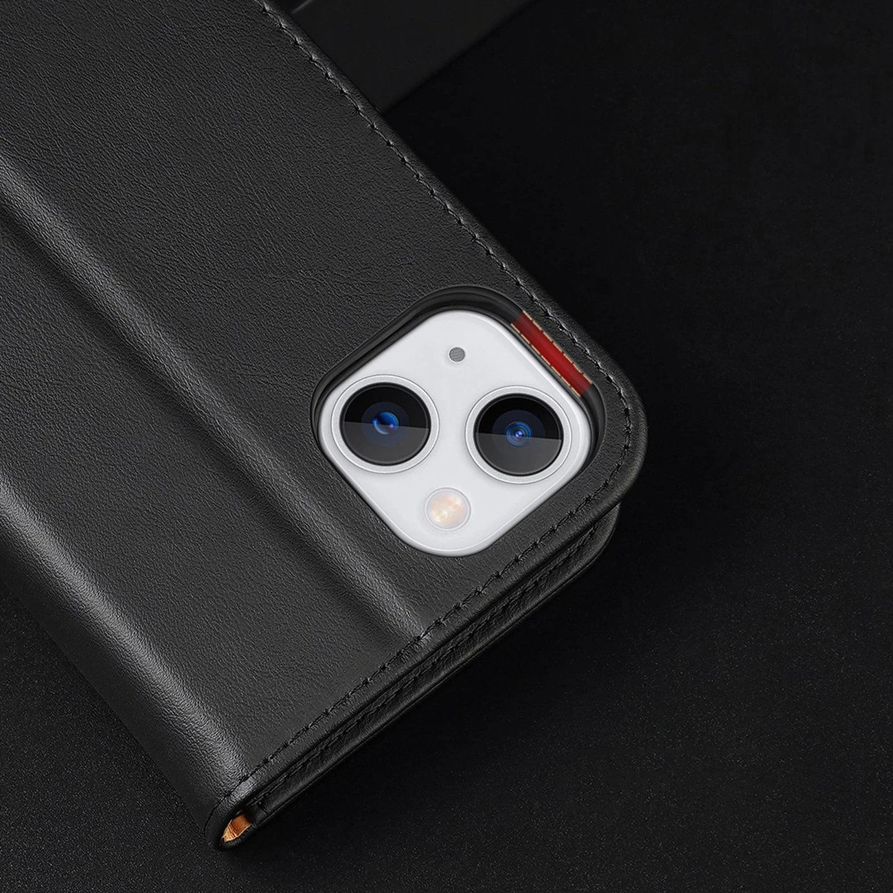 Mbështjellës Dux Ducis Hivo për iPhone 14, lëkurë natyrale, kafe