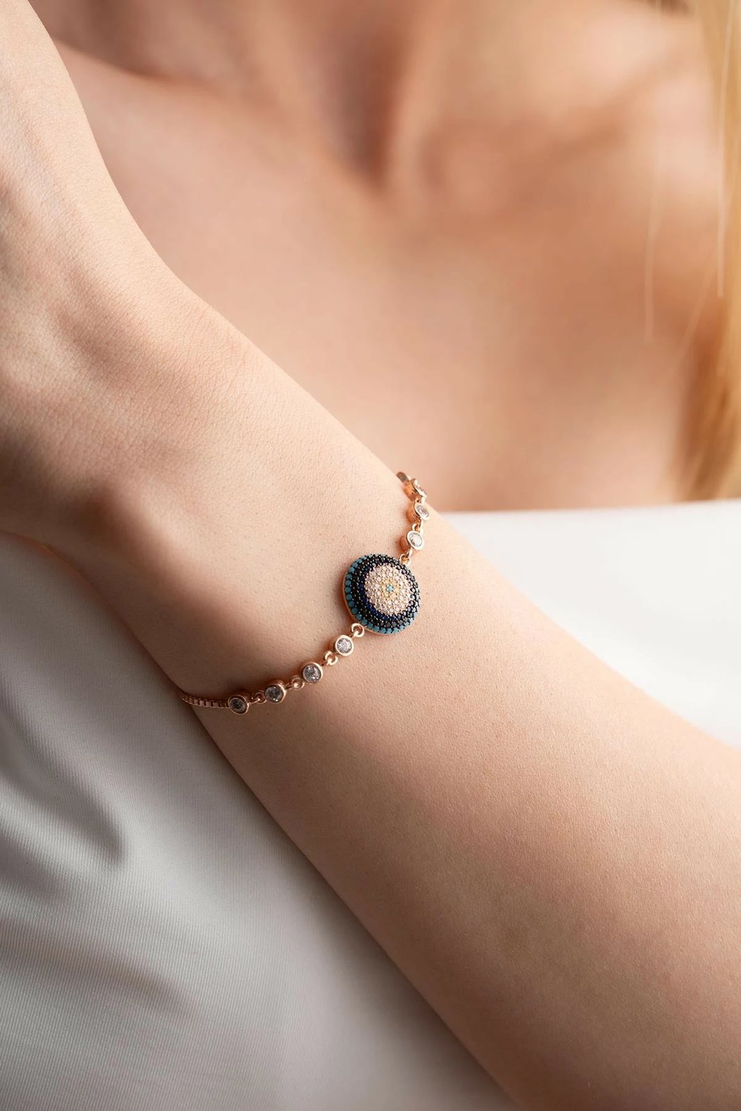 Byzylyk argjendi Jumeon, ngjyrë rozë e artë dhe kaltër e errët, NRZ999106