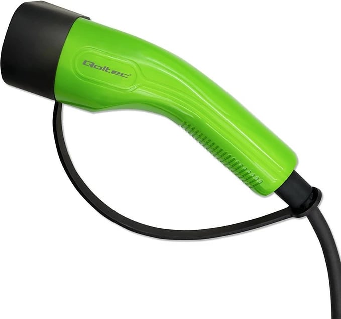 Karikues portativ për vetura elektrike Qoltec 52468, Type 2, 3.5kW, 5m, i zi/gjelbër