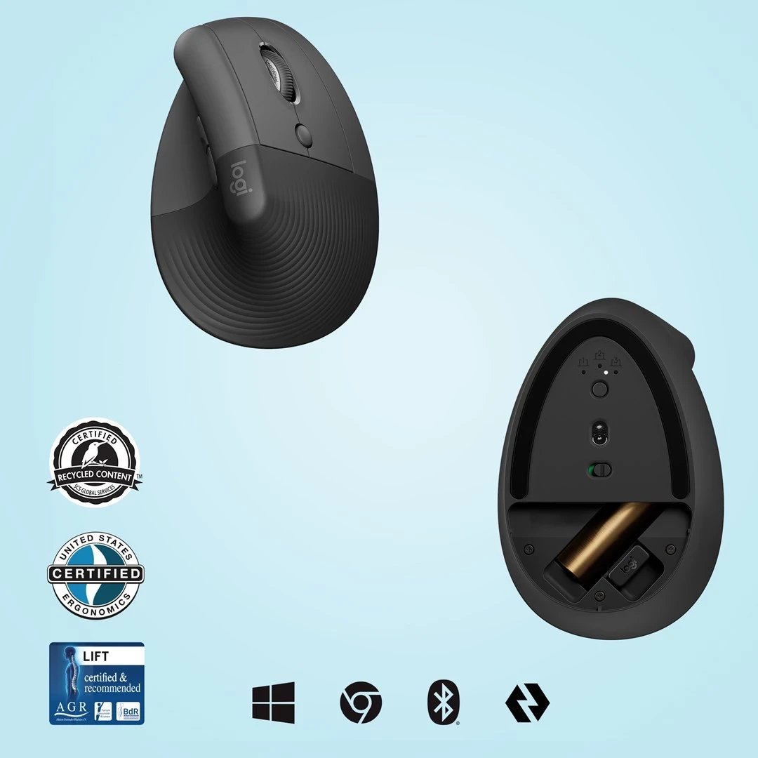 Mausi Ergonomik Logitech Lift, Grafite
