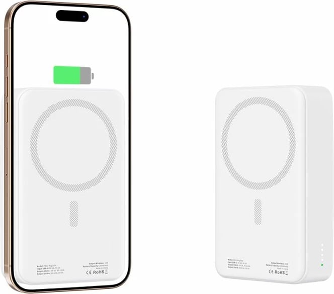 Powerbank Tech-Protect PB12 LifeMag 20000mAh, MagSafe, Bardhë