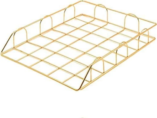 Tabak dokumentesh NEXT, metal, H6x24.5x30 cm, Rozë e artë