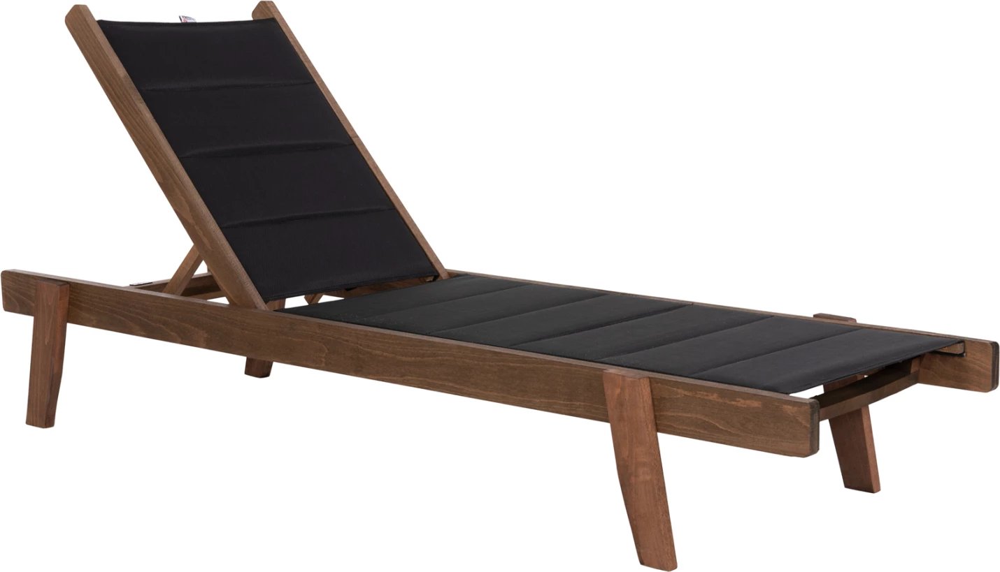Shezlong plazhi MILOS FH10685.03 dru ahu, ngjyrë arre, mbulesë jastëku tekstilene e zezë 204x65x92,5H cm