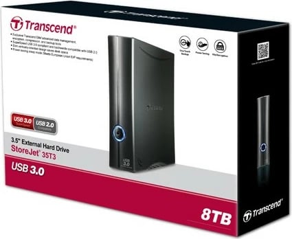 Hard disk i jashtëm Transcend STOREJET 3.5IN T3, 8TB, USB 3.2, i zi