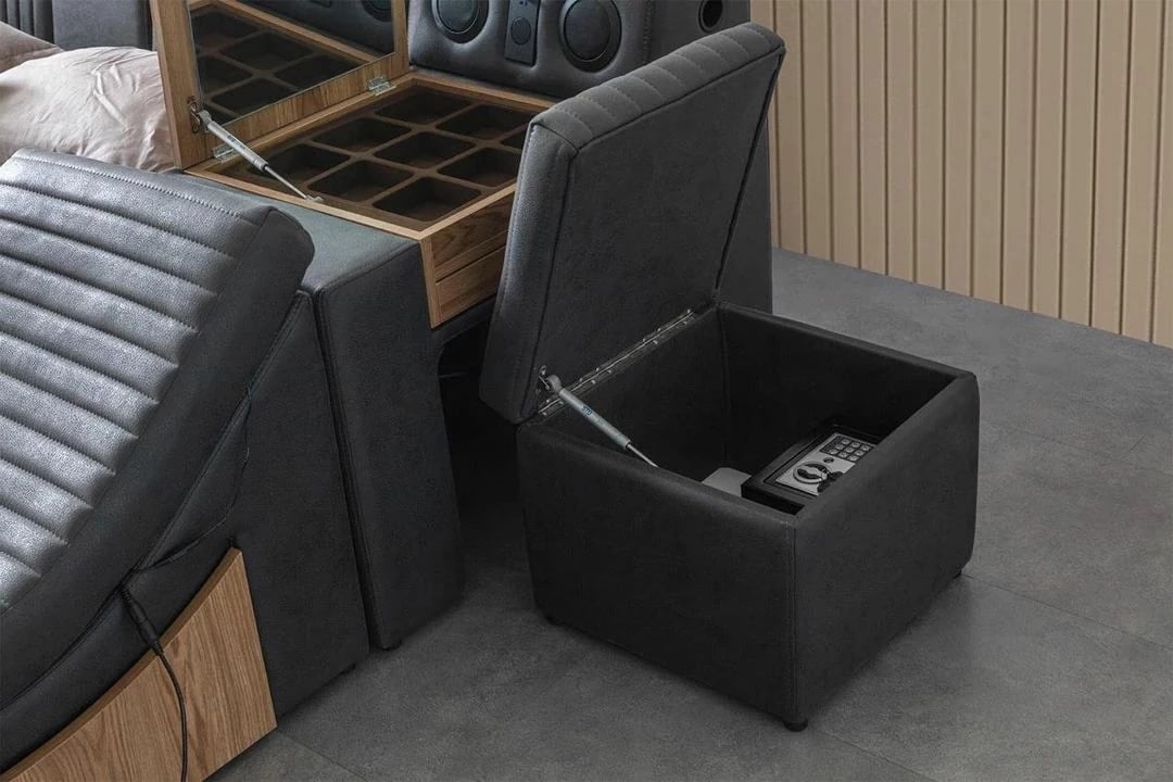 Krevat dopio me bazament, ngjyrë antracit, Skye Decor, Sunline Smart