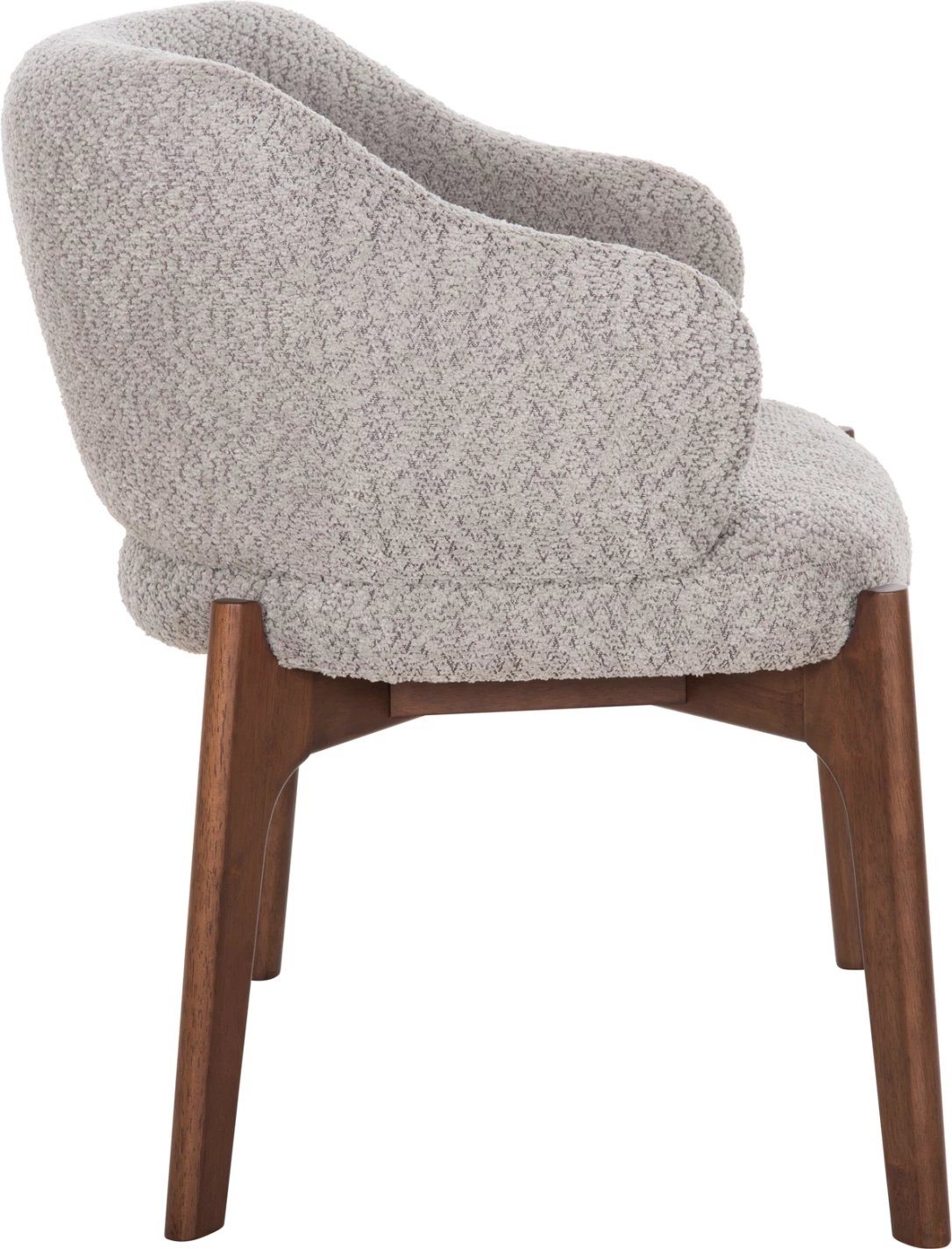 Karrige për ngrënie ABAI FH9971.03, dru gome, ngjyrë arre, pëlhurë boucle, gri e lehtë, 65x63x79 cm, set prej 2 copash