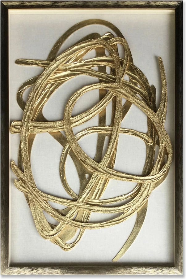 Pikturë dekorative Wild Soul, MDF, xham, ngjyrë ari dhe e bardhë, 60x90x4cm