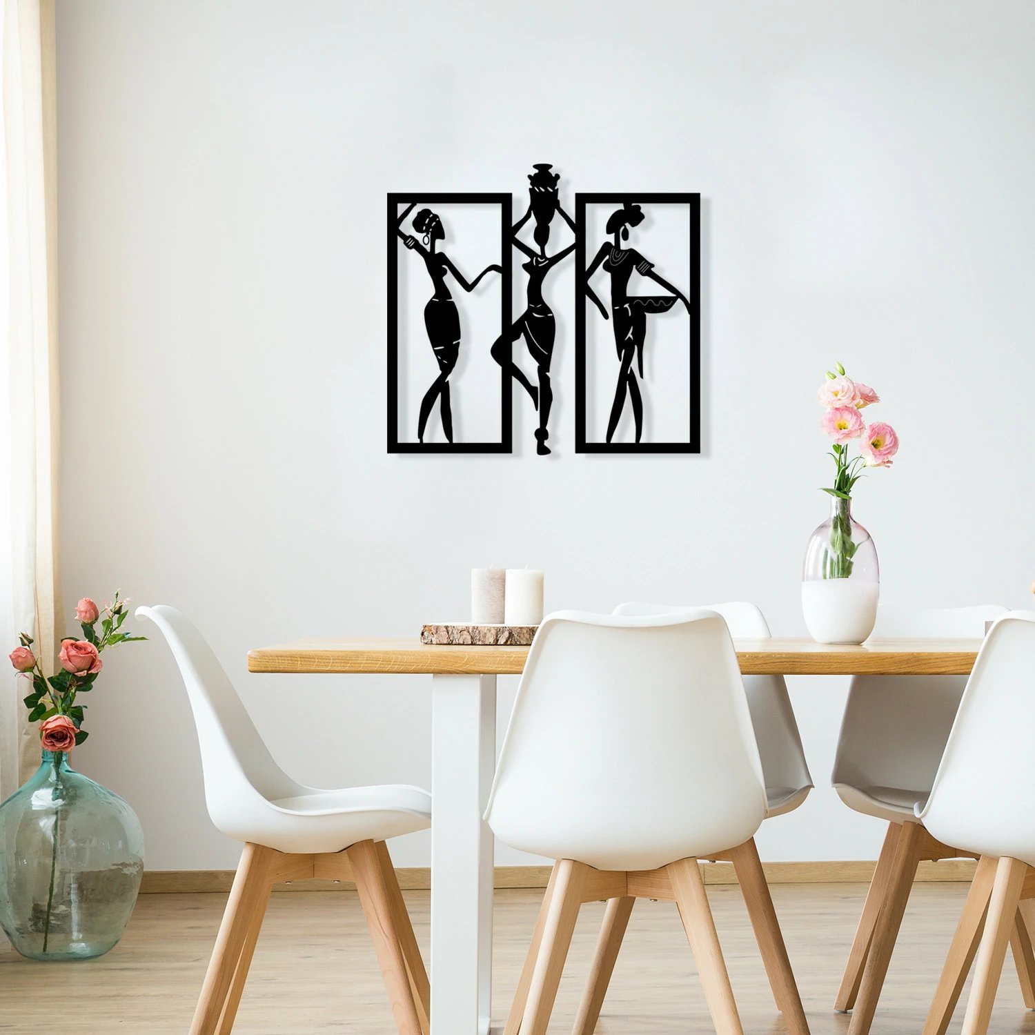 Aksesor dekorativ metalik për mur, Wallity Aurora, M119, ngjyrë e zezë, 71x66cm