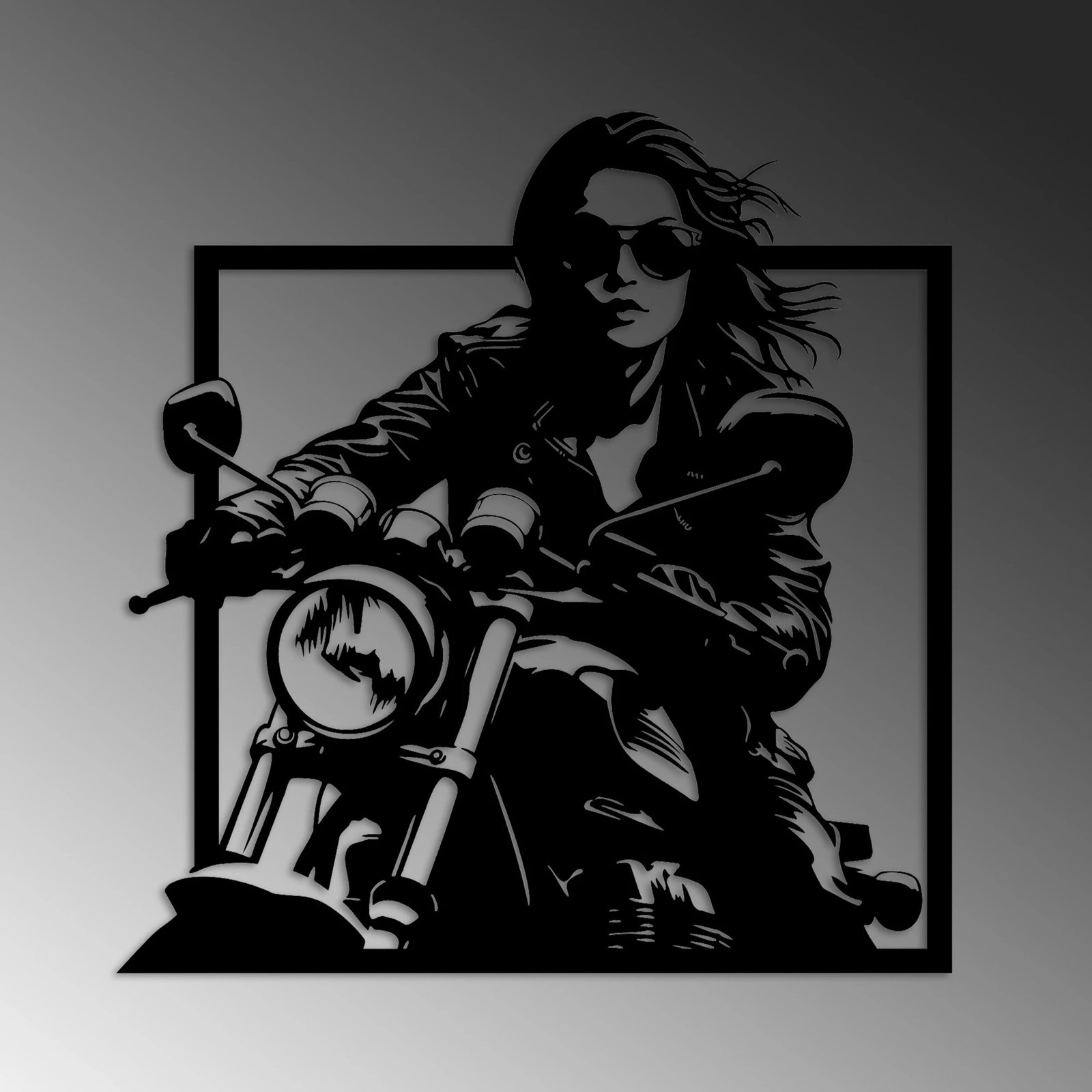 Aksesor dekorativ metalik për mur, Wallity, Rider, ngjyrë e zezë, 52x54cm