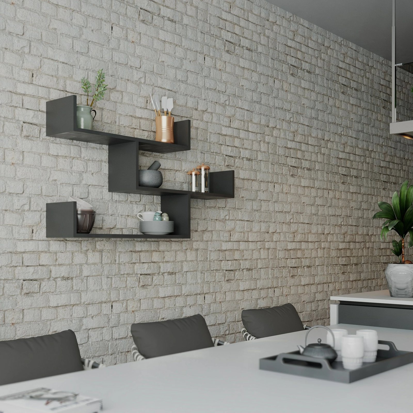 Raft muri Skye Decor, ngjyrë antracit, Tibet