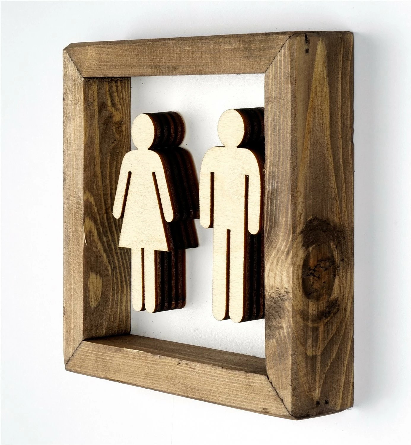 Aksesor dekorativ prej druri për mur, ngjyrë arre dhe e bardhë, WC001