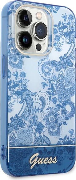 Mbështjellës Guess Porcelain Collection për iPhone 14 Pro 6.1", Kaltër Mbështjellës Guess Porcelain Collection për iPhone 14 Pro 6.1", Kaltër