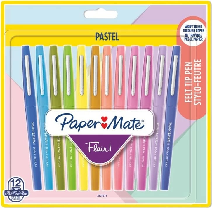 Set stilolapsa PaperMate Flair 12 ngjyra pastel, 0.7mm