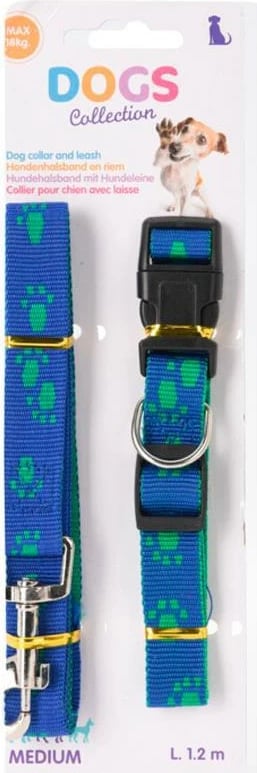 Litar qeni me jakë KOOPMAN Paw Prints, Medium, Blu