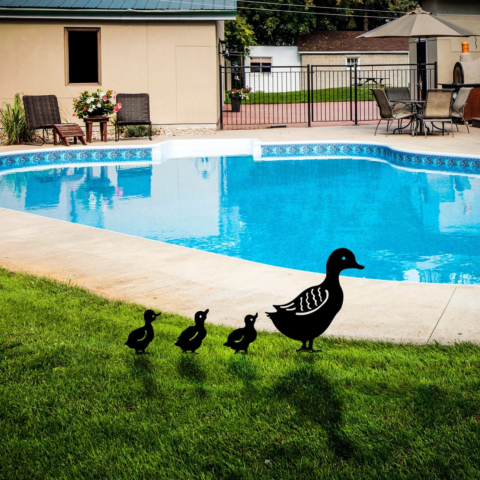 Set dekorativ për kopsht, forma rosash, ngjyrë e zezë, Aberto Design, Fam 01