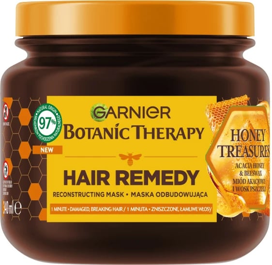Maskë për flokë Garnier Botanic Therapy Honey Treasures për femra, 340ml
