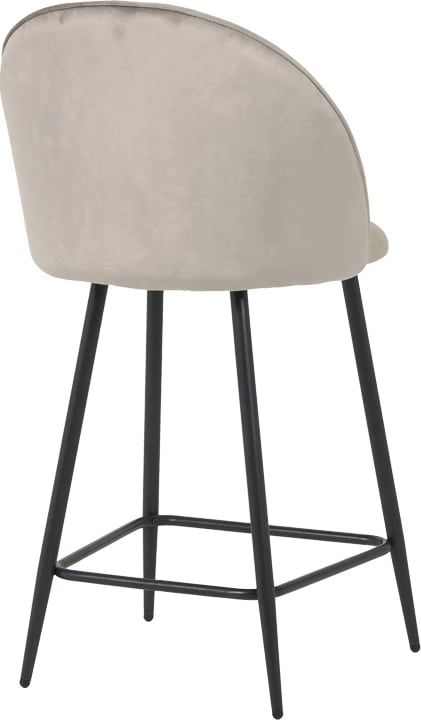 Karrige për bar Perch, kadife gri, këmbë metalike të zeza, 50x43x99cm, set prej 2 copash