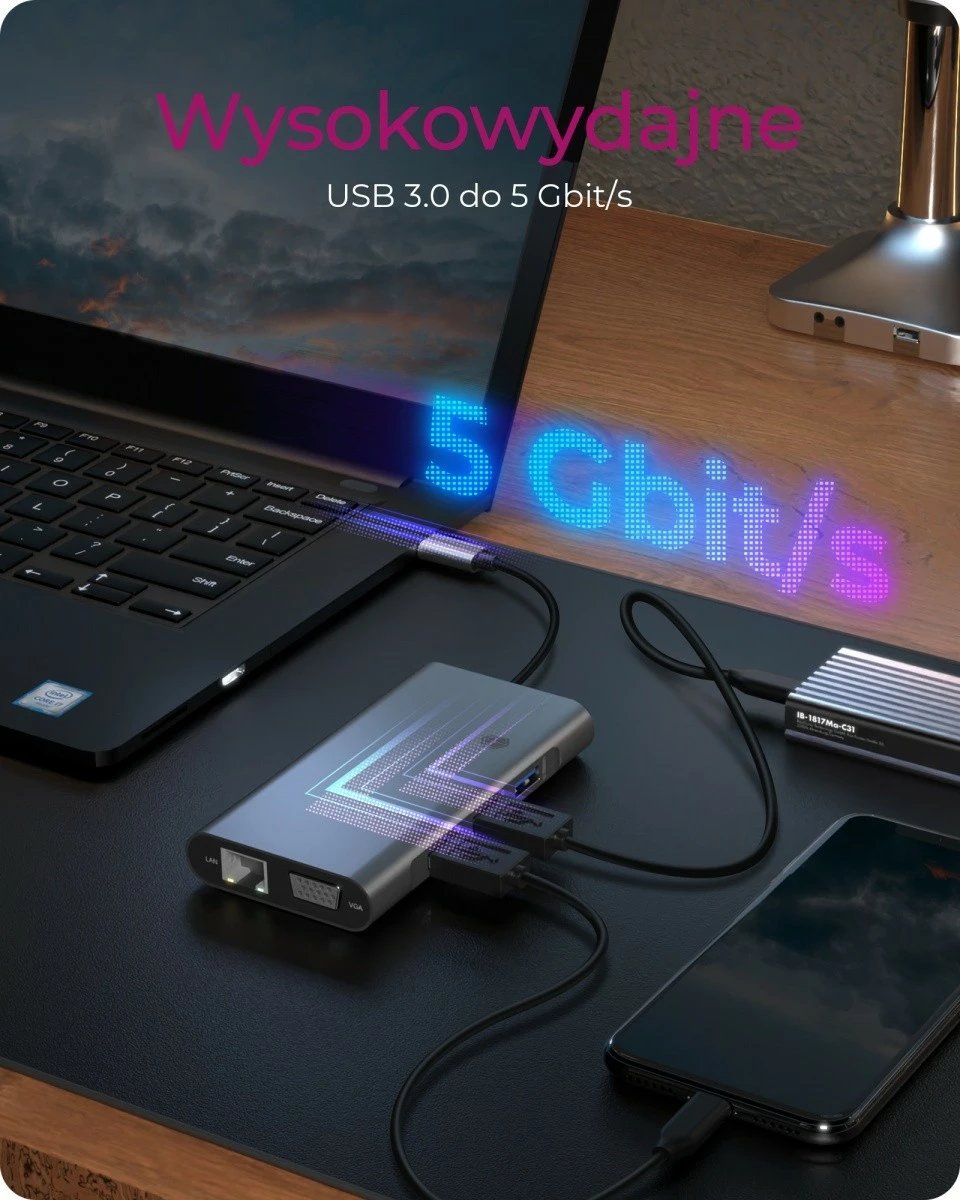 Kasë dokimi IcyBox IB-DK4040-CPD, USB Type-C, HDMI/VGA, anthracite/black