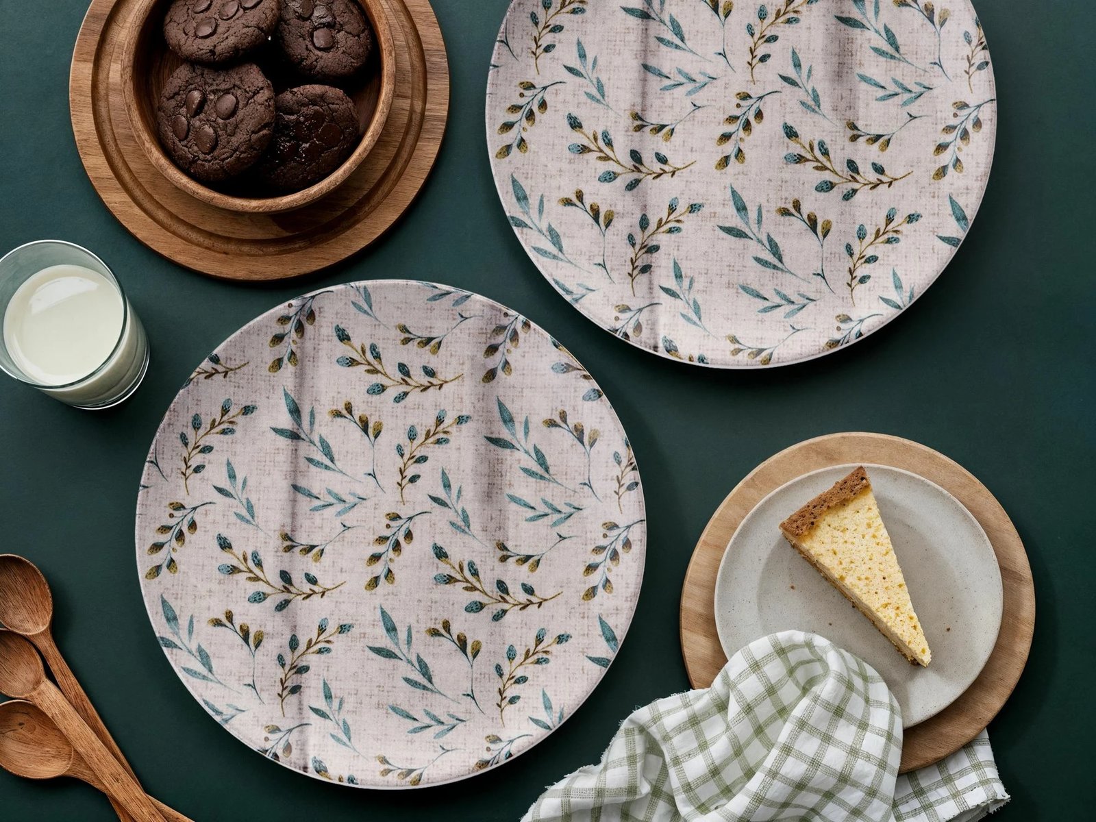 Set pjatash shërbimi (6 copë), Hermia Concept, Serv Leaf, ngjyrë turquoise