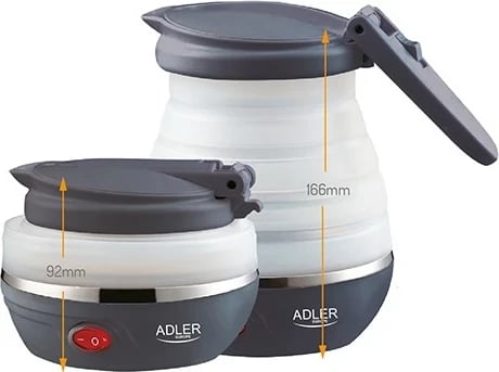 Çajnik Elektrik Adler AD 1279, 0.6 L, 750 W, i Zi dhe i Bardhë