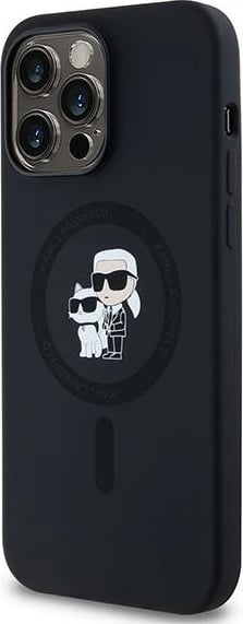 Mbështjellës Karl Lagerfeld Silicone Karl & Choupette MagSafe për iPhone 14 Pro, i zi